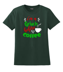 I'm A Grinch Before Coffee Tree Hanes® - Ladies Nano-T® Cotton T-Shirt